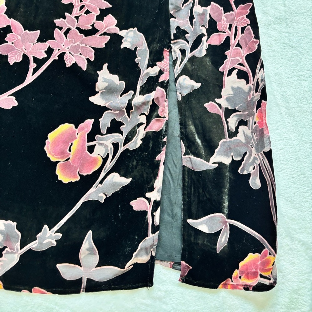 RACHEL ZOE Spaghetti Strap Black Floral Burnout Velvet Midi Slip Dress--NWT--8 - Picture 8 of 14
